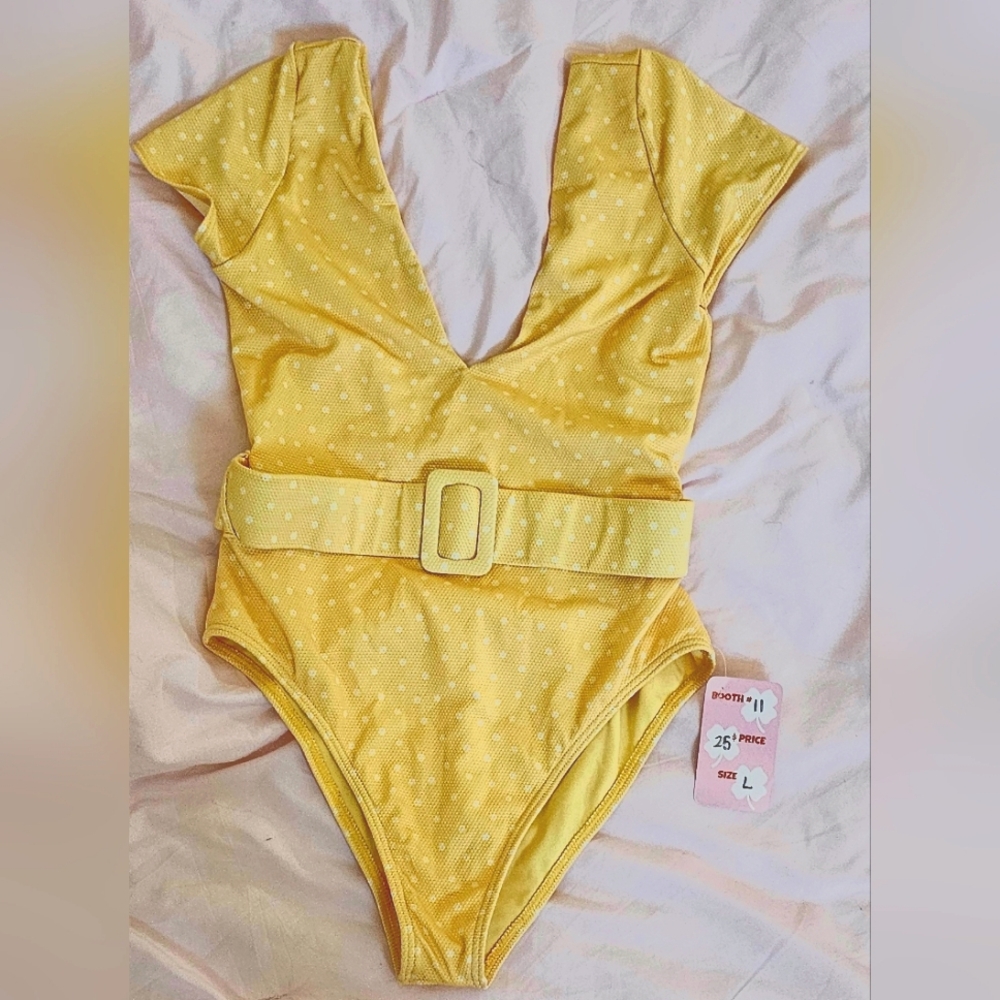 Billabong yellow Womens One Piece Swimsuit-L